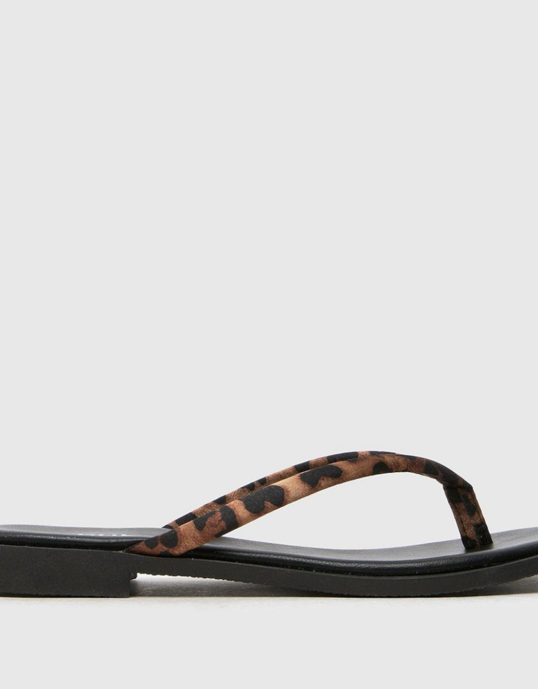 Tulia Wide Fit Toe Post Sandal - Black and Brown