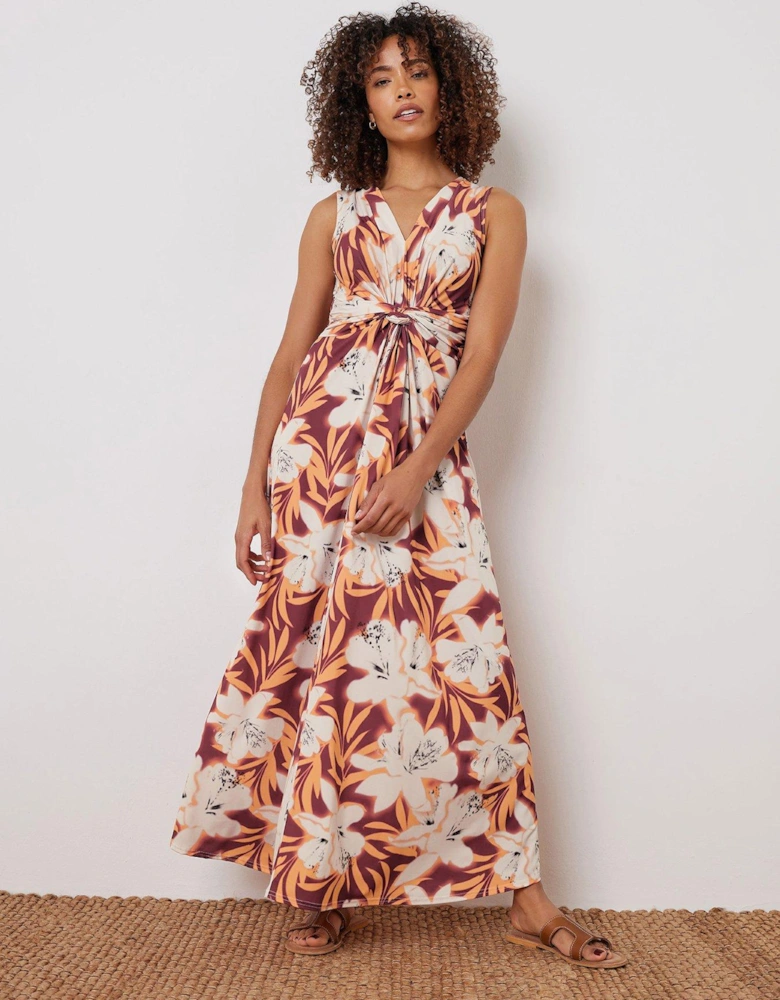 Floral Twist Front Sleeveless Maxi