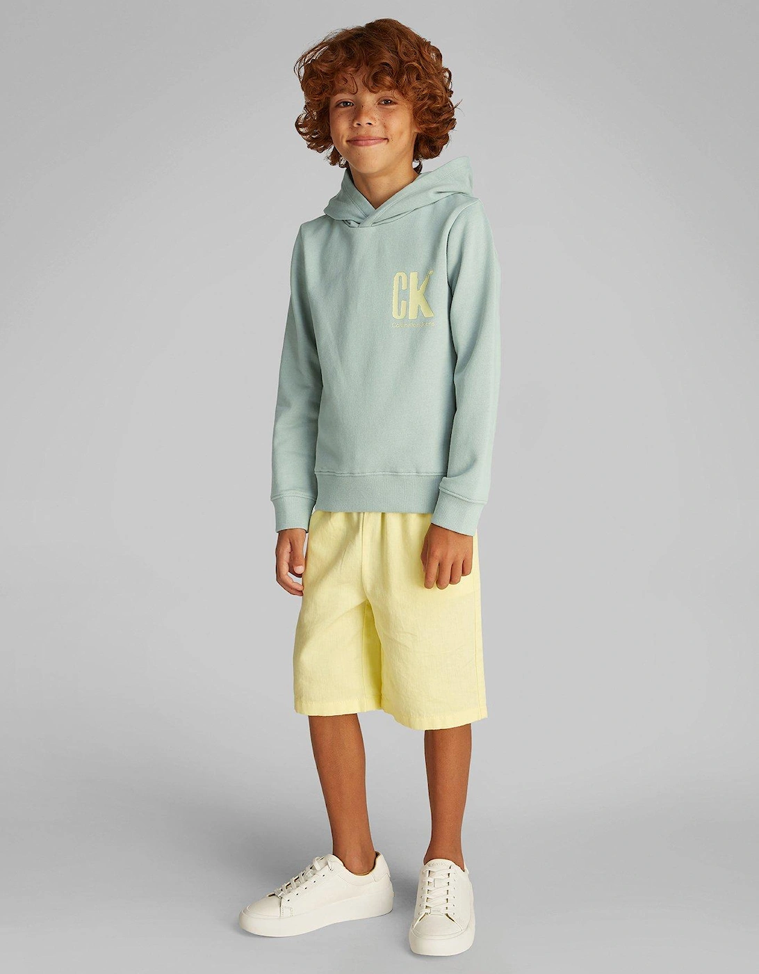 Boys Chest CK Graphic Hoodie - Green, 2 of 1