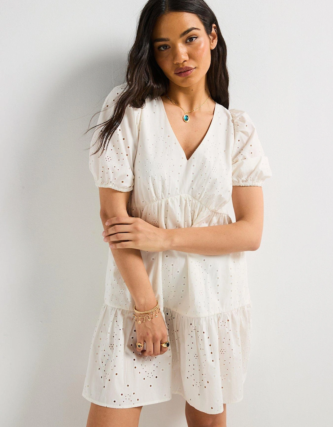Embroidered Mini Dress - White, 2 of 1