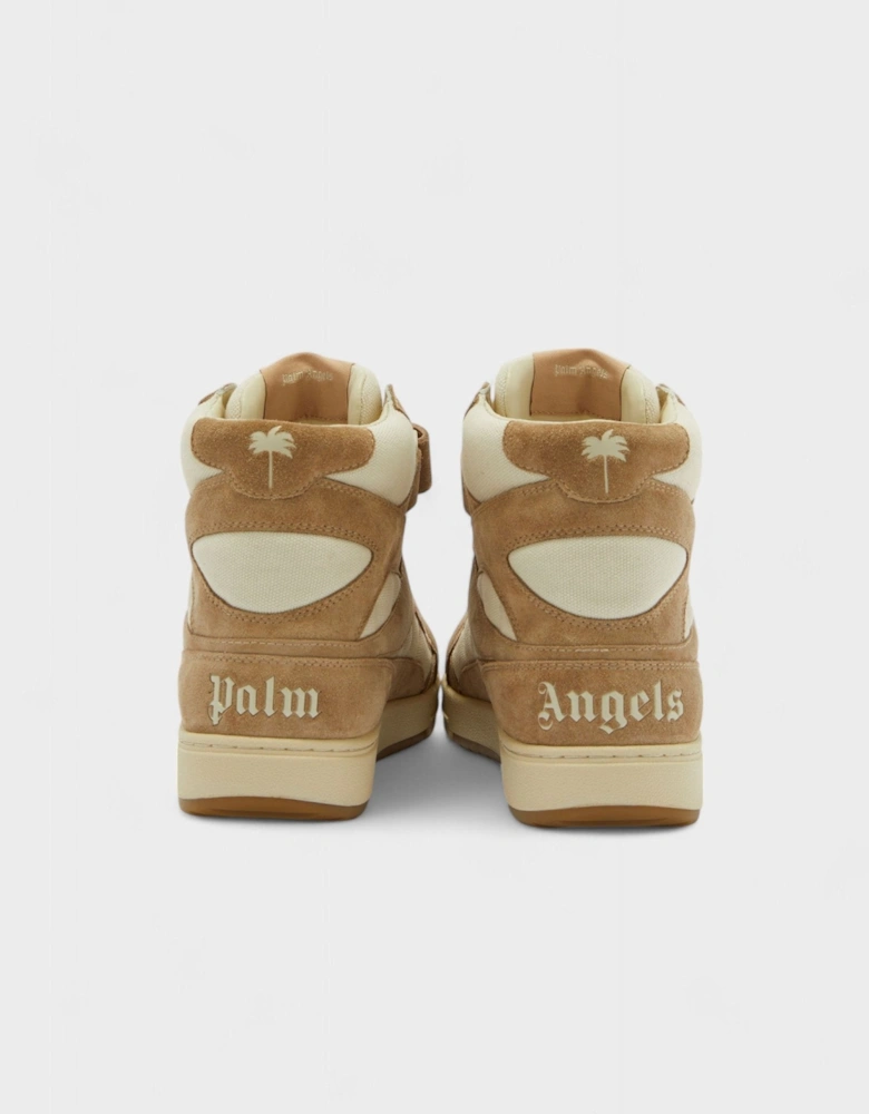 High Top University Leather Suede Sneakers Beige