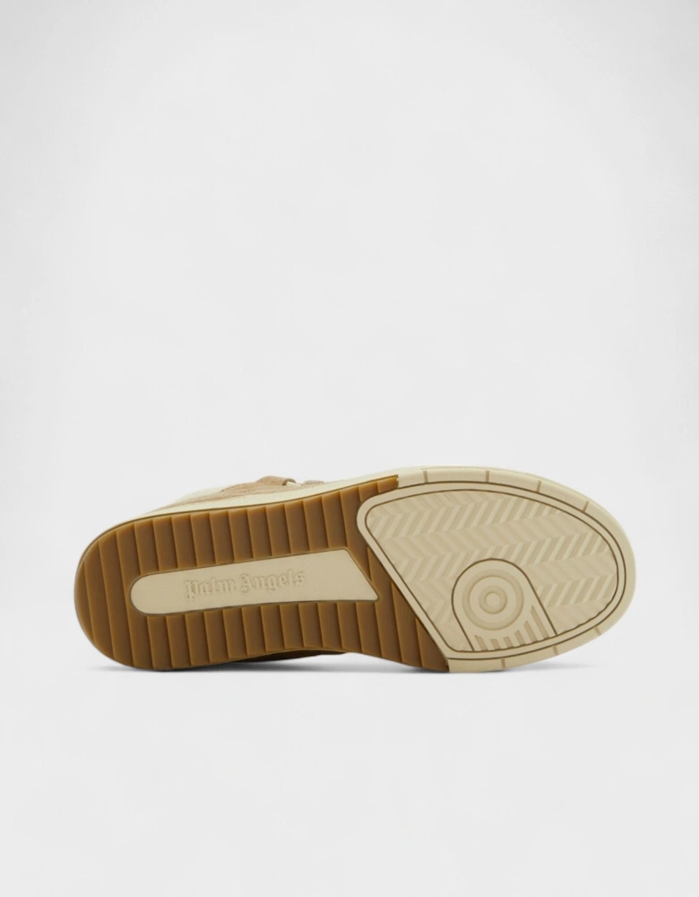 High Top University Leather Suede Sneakers Beige