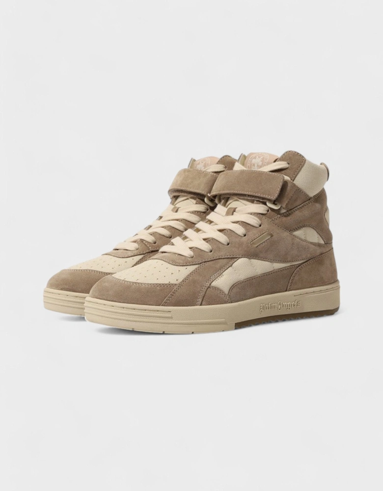 High Top University Leather Suede Sneakers Beige