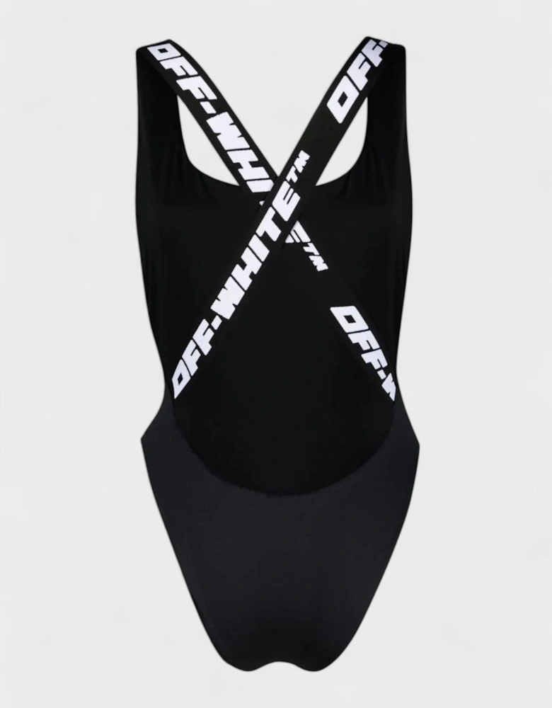 Off White Logo Band Swimsuit Black