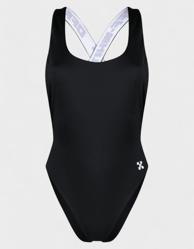 Off White Logo Band Swimsuit Black