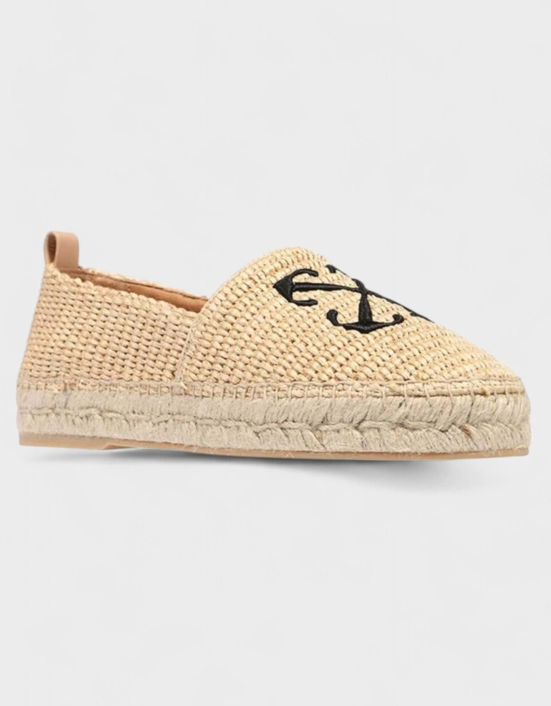 Off White Raffia Arrow Espadrillas Beige Black