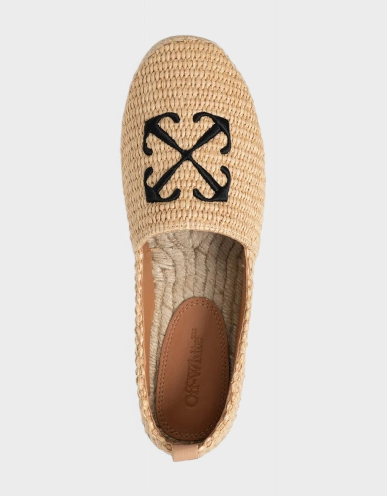 Off White Raffia Arrow Espadrillas Beige Black