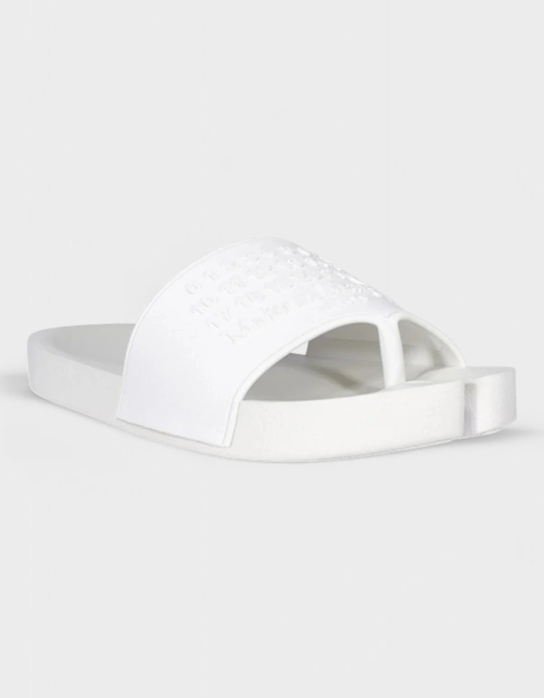 Embossed Logo Tabi Sliders White