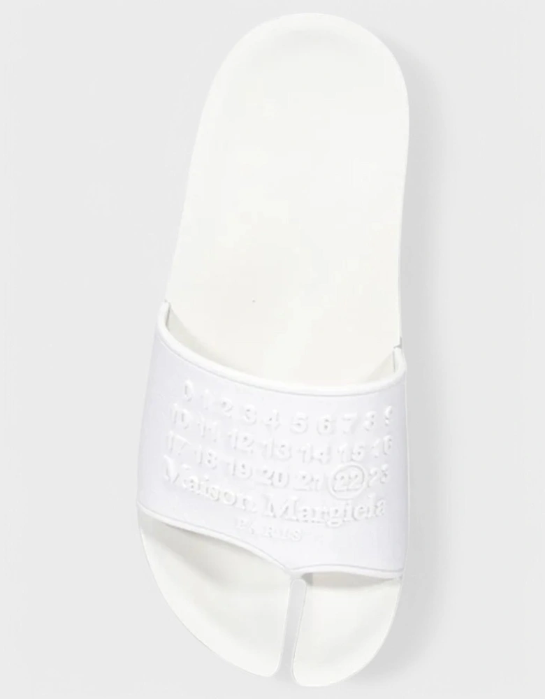 Embossed Logo Tabi Sliders White