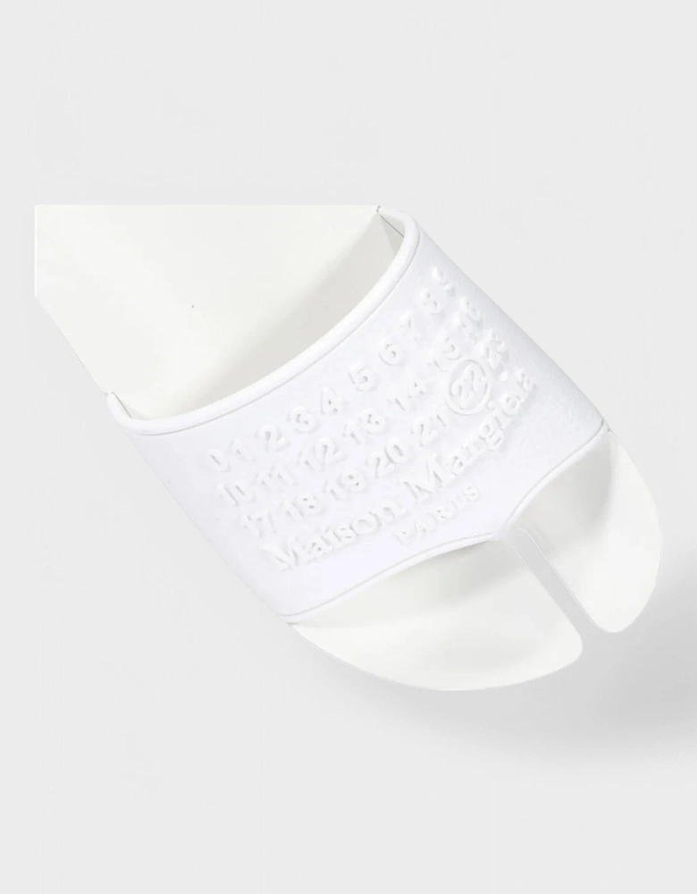 Embossed Logo Tabi Sliders White