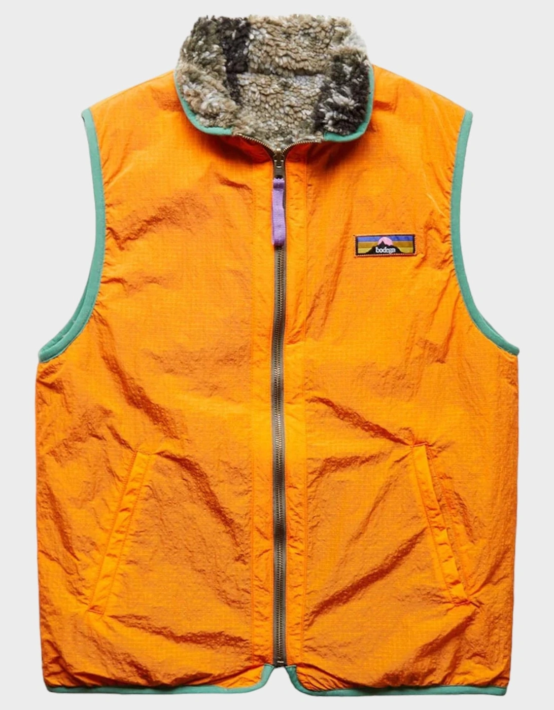 Reversible Vest Orange Khaki Grey
