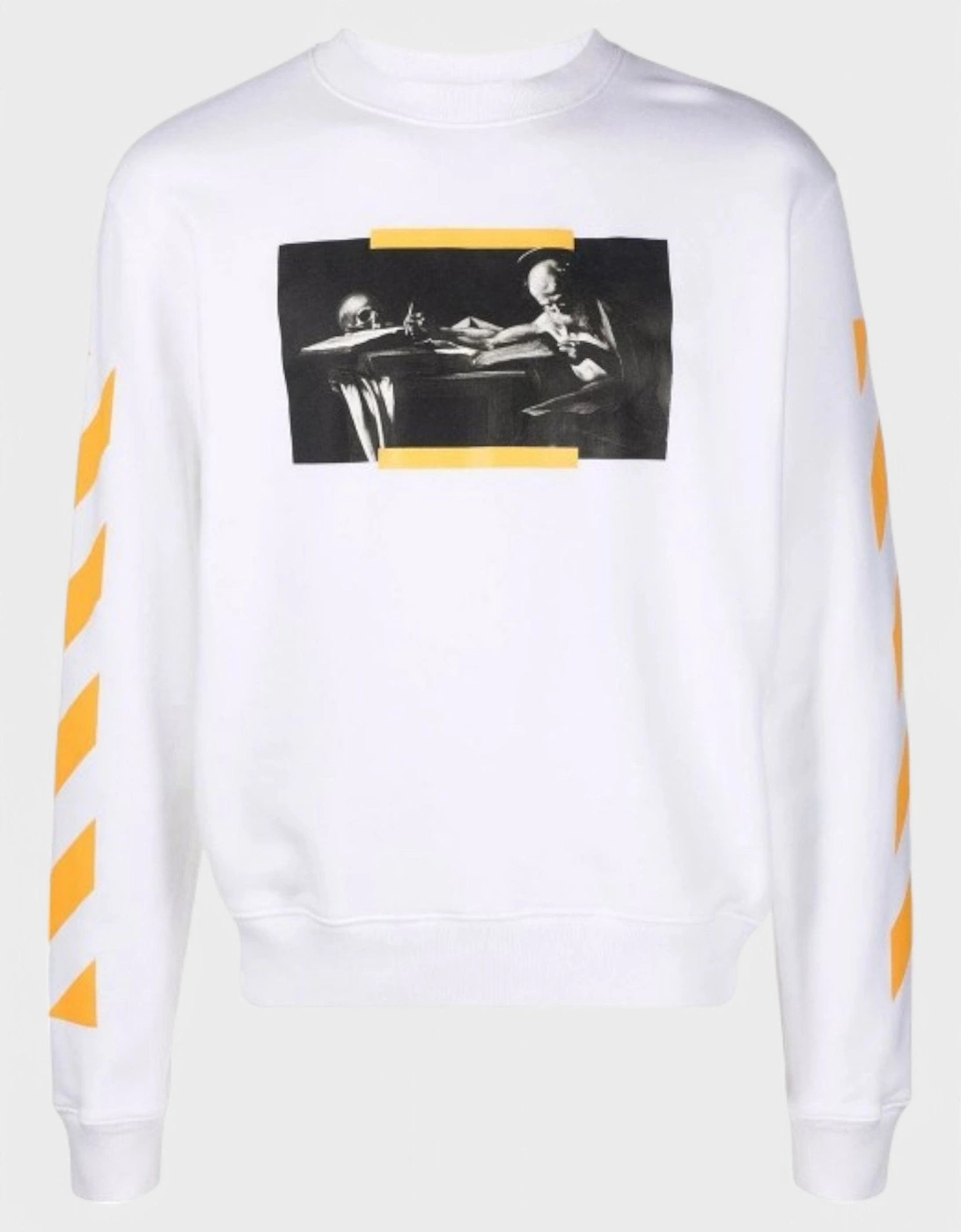Caravaggio Saint Jerome Writing Print Slim Fit Sweatshirt White Yellow, 3 of 2