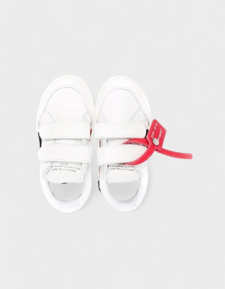 Boys Low Strap Vulcanized Calf Leather White Black
