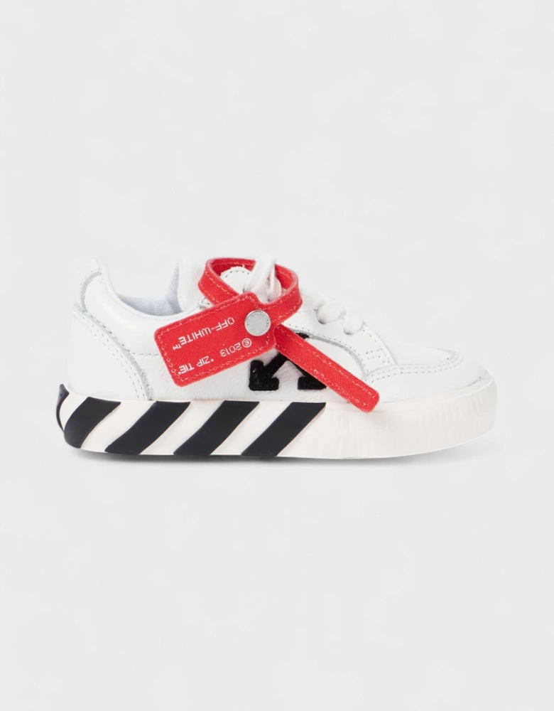 Boys Low Strap Vulcanized Calf Leather White Black