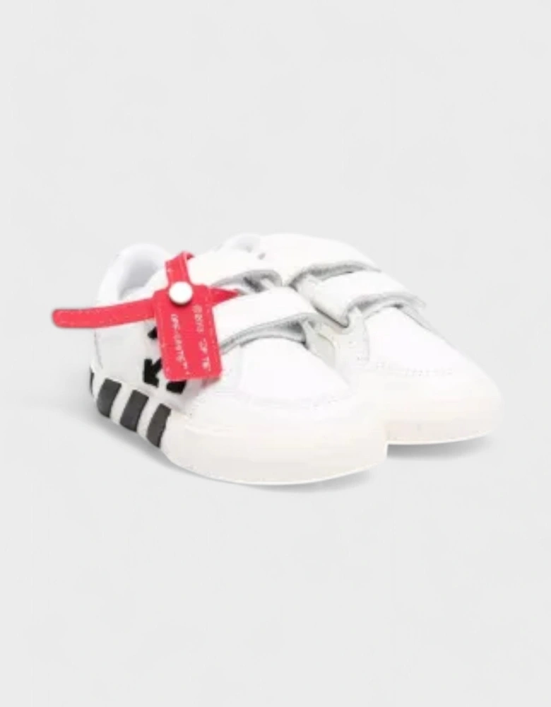 Boys Low Strap Vulcanized Calf Leather White Black