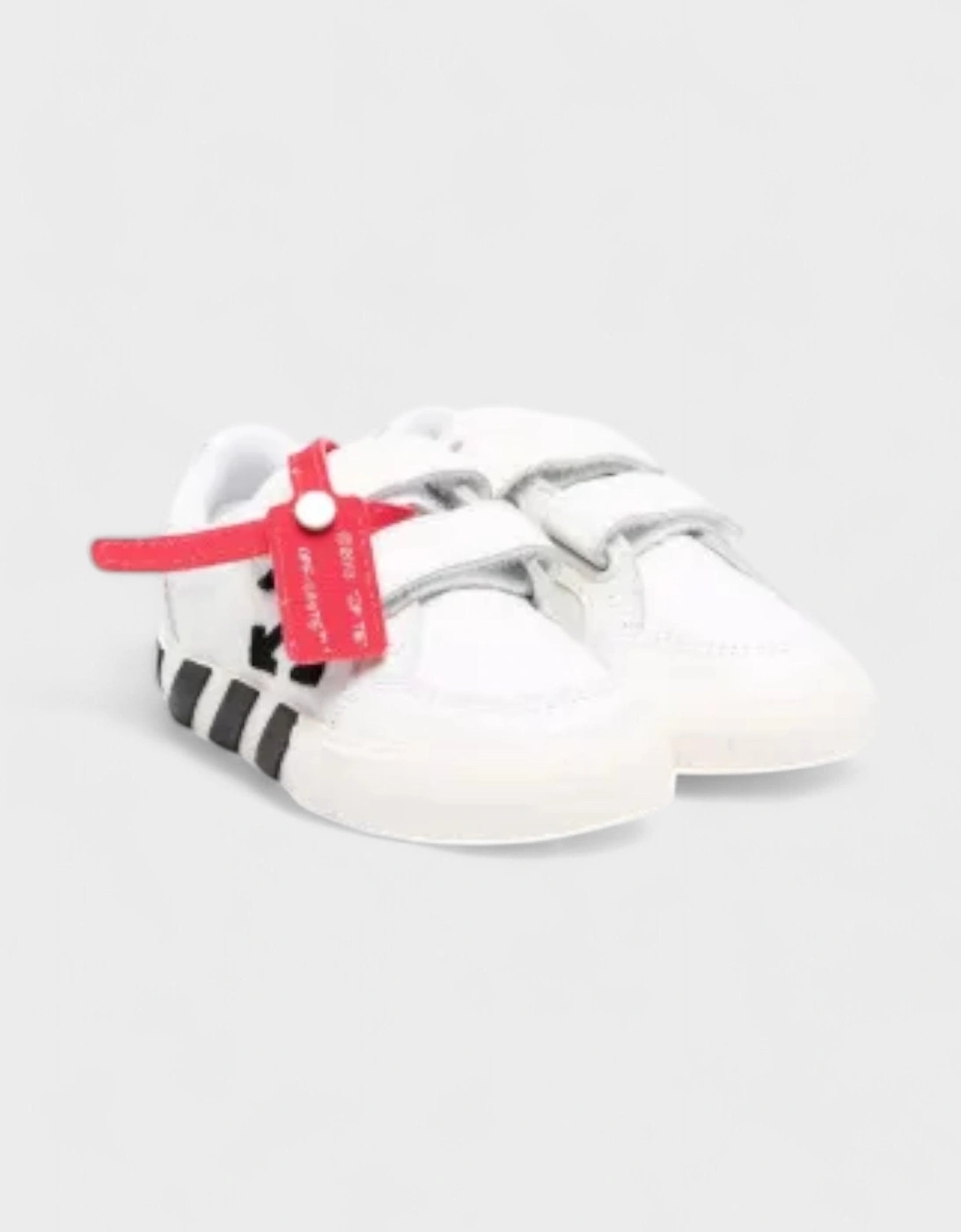 Boys Low Strap Vulcanized Calf Leather White Black