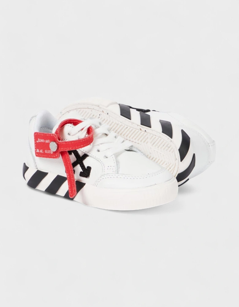 Boys Low Strap Vulcanized Calf Leather White Black