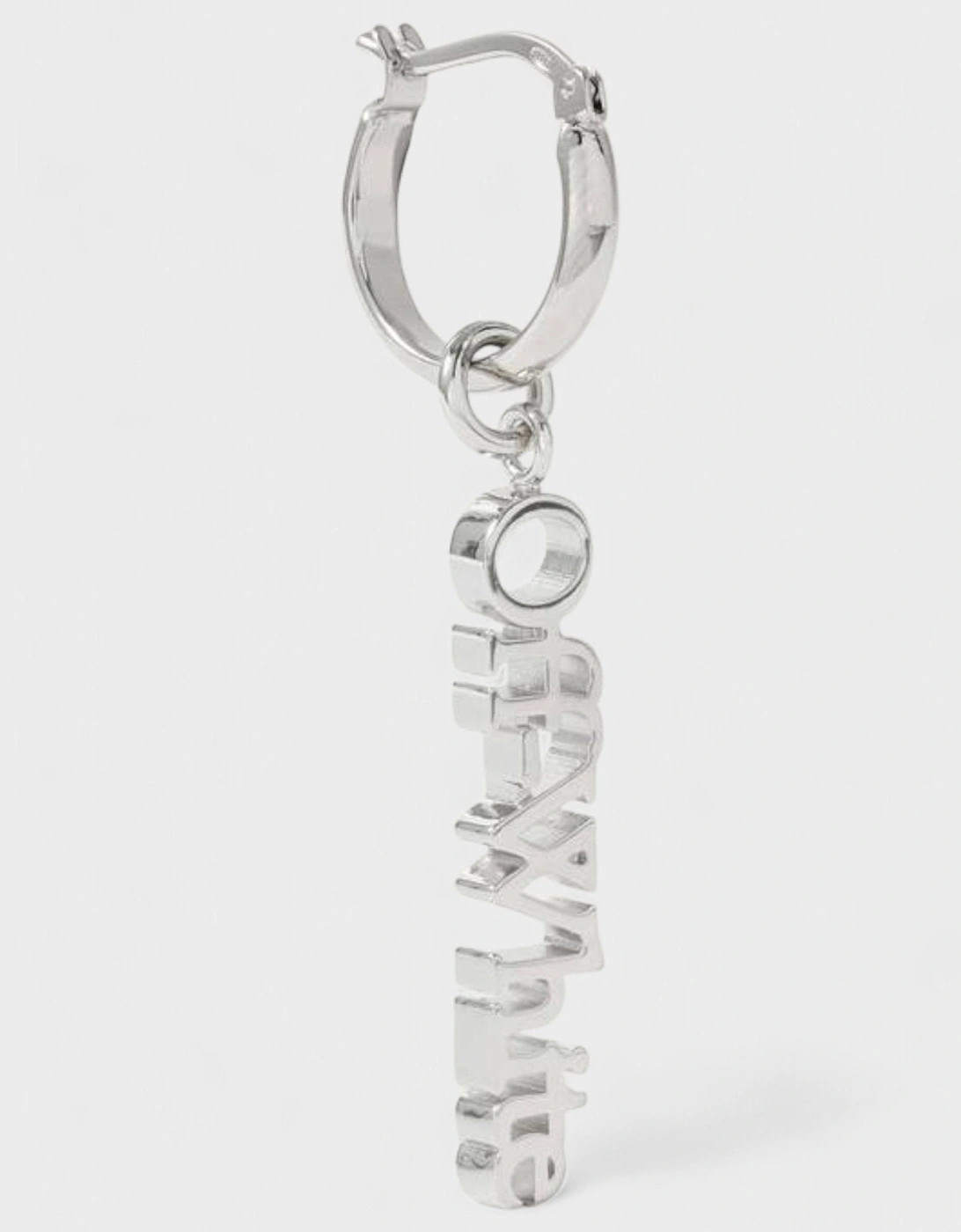 Hoop Logo Mono Earring Silver, 3 of 2