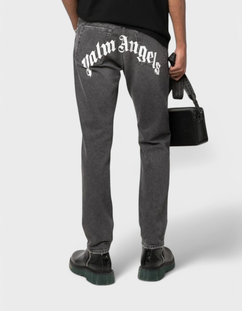 Logo Denim Straight Leg Jeans Black/White