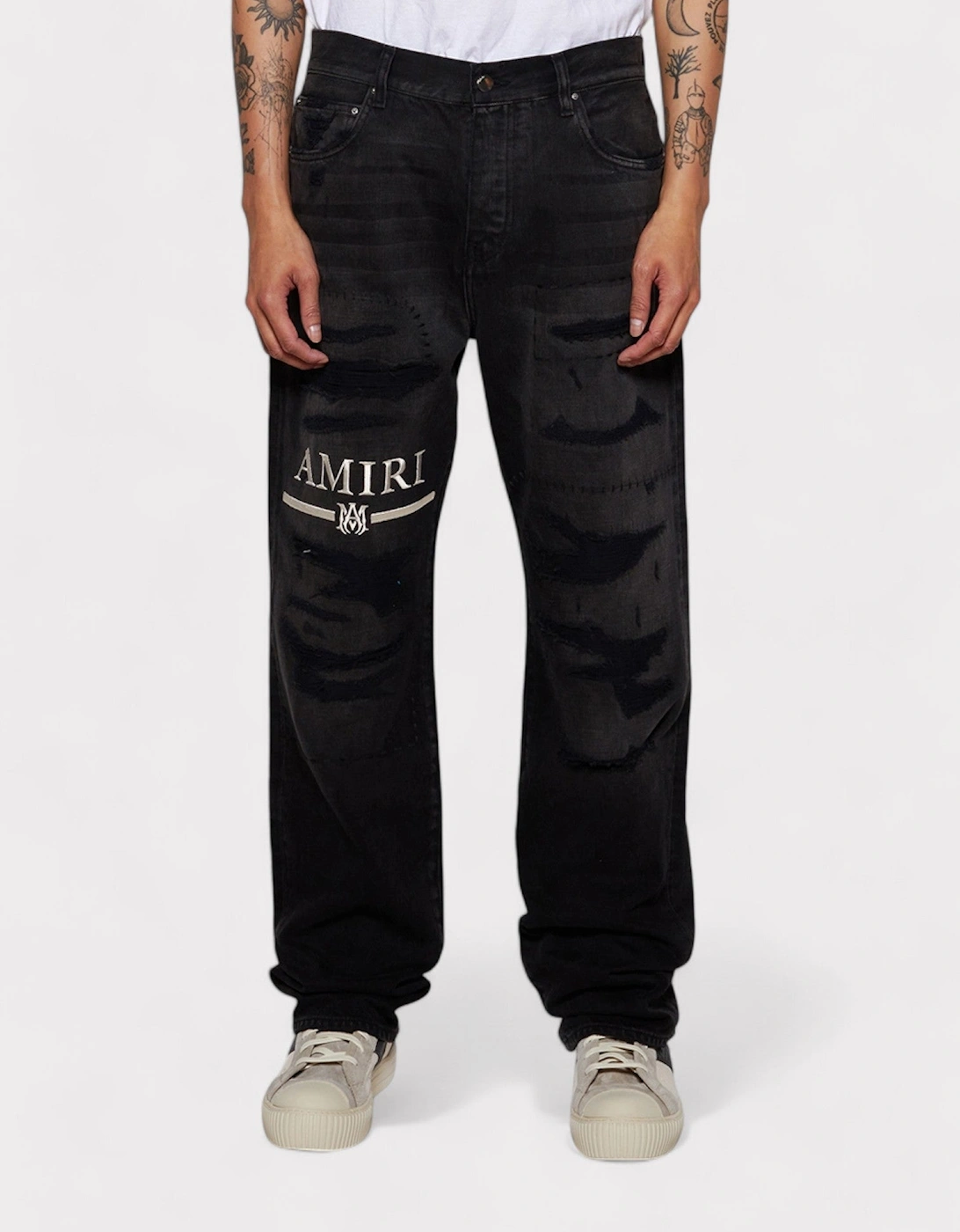 MA Bar Logo Straight Jeans Aged Black