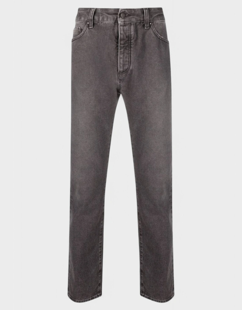 Logo Denim Straight Leg Jeans Black/White