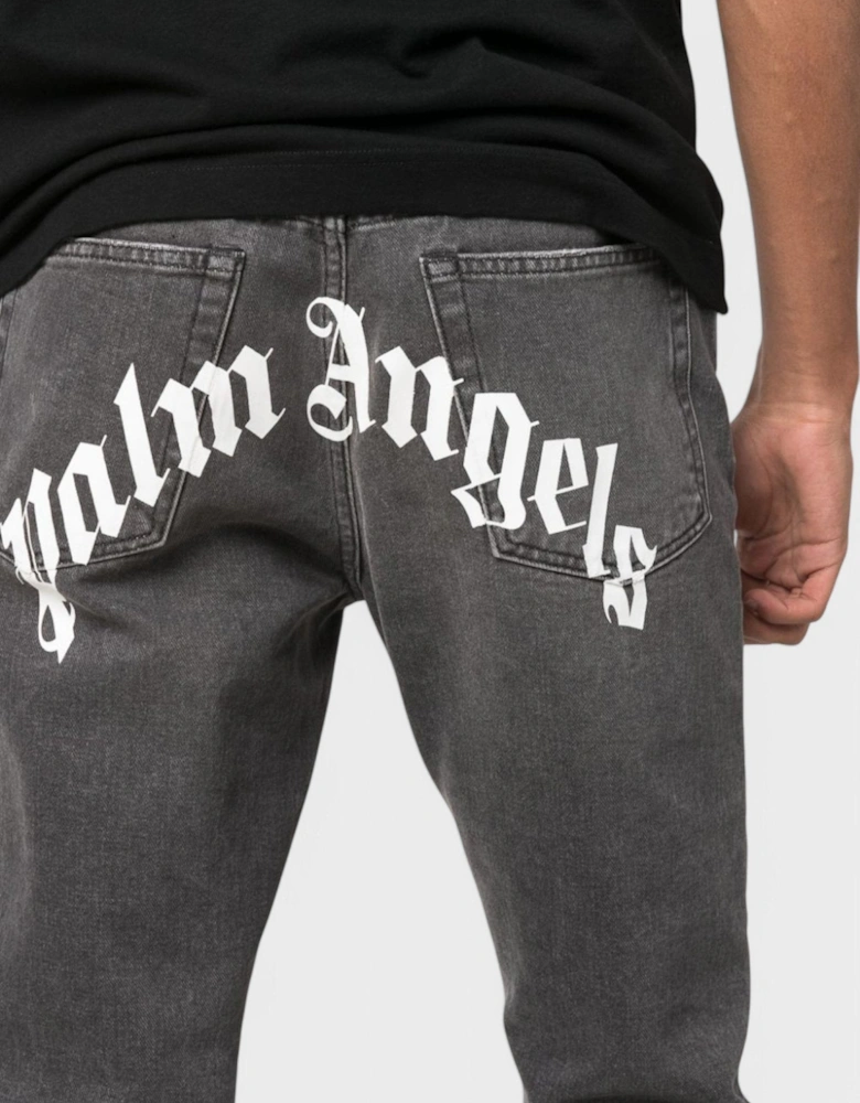 Logo Denim Straight Leg Jeans Black/White