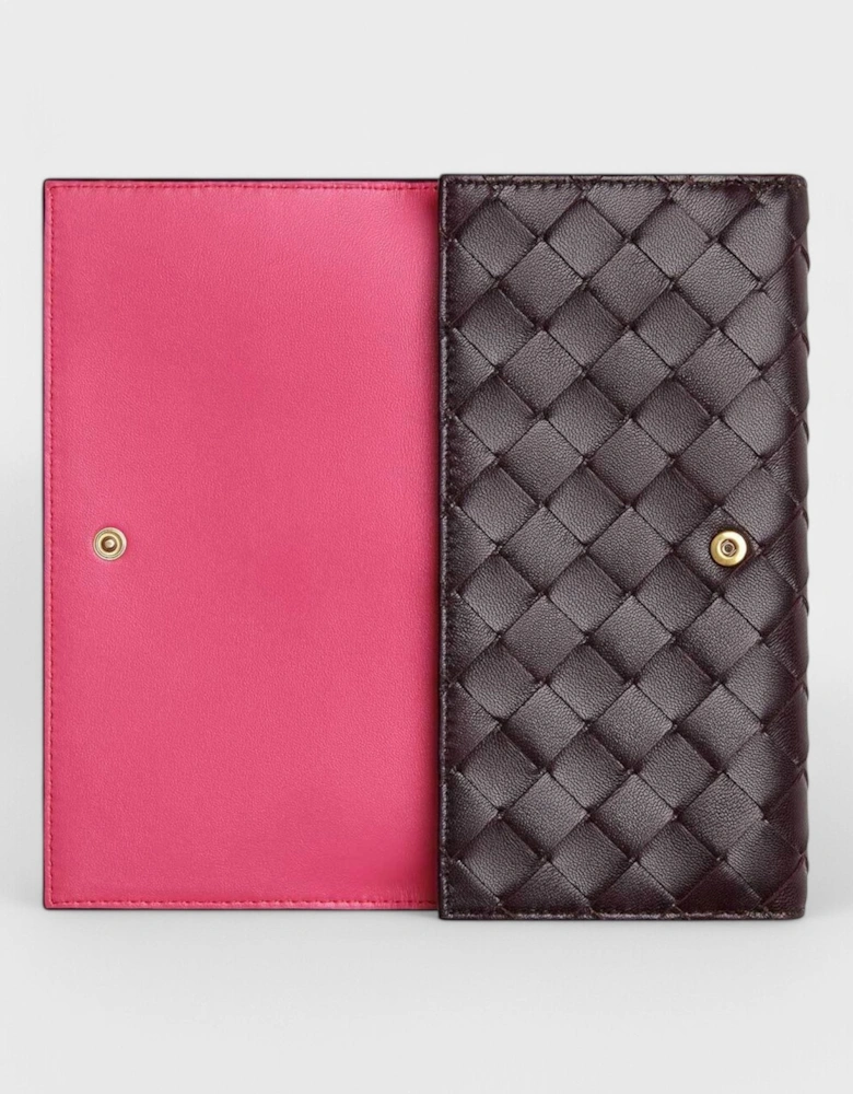Intrecciato Bi-Fold Wallet Grape
