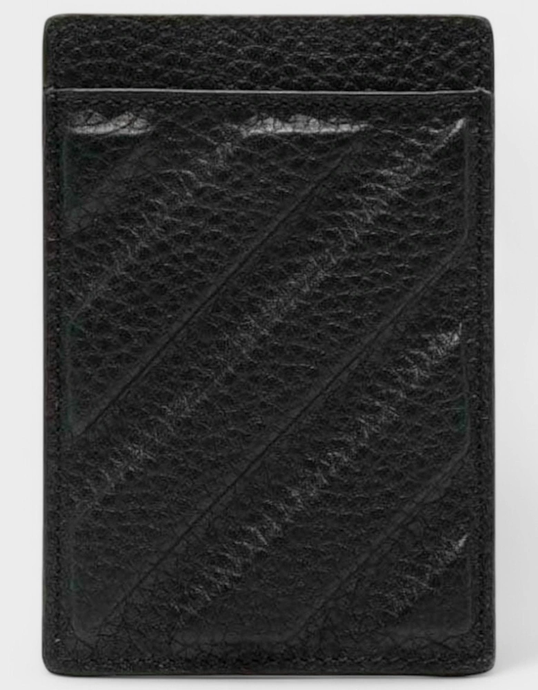 Diag-Stripe Leather Card Holder