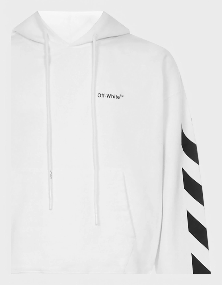 Diagonal Helvetica Oversized Hoodie White/Black