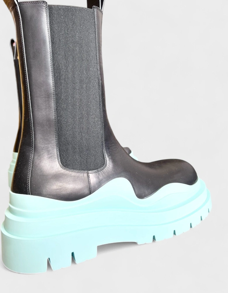 Tire Cropped Boot Black Blue