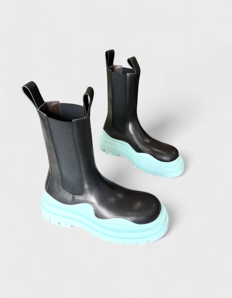 Tire Cropped Boot Black Blue