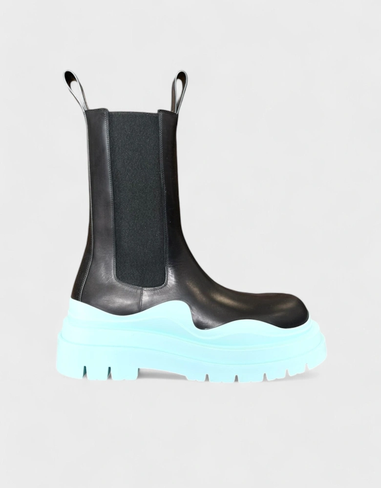 Tire Cropped Boot Black Blue