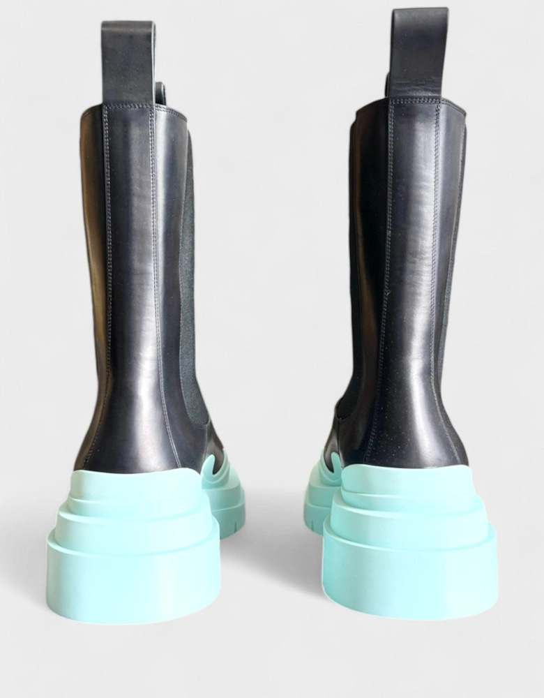 Tire Cropped Boot Black Blue