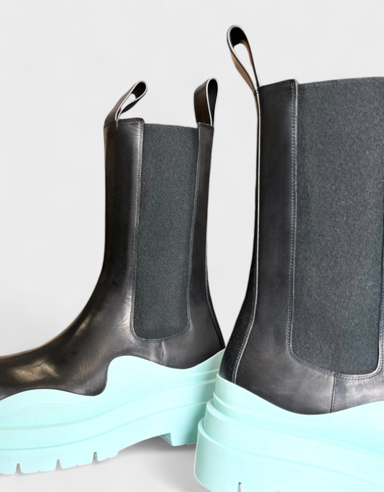 Tire Cropped Boot Black Blue