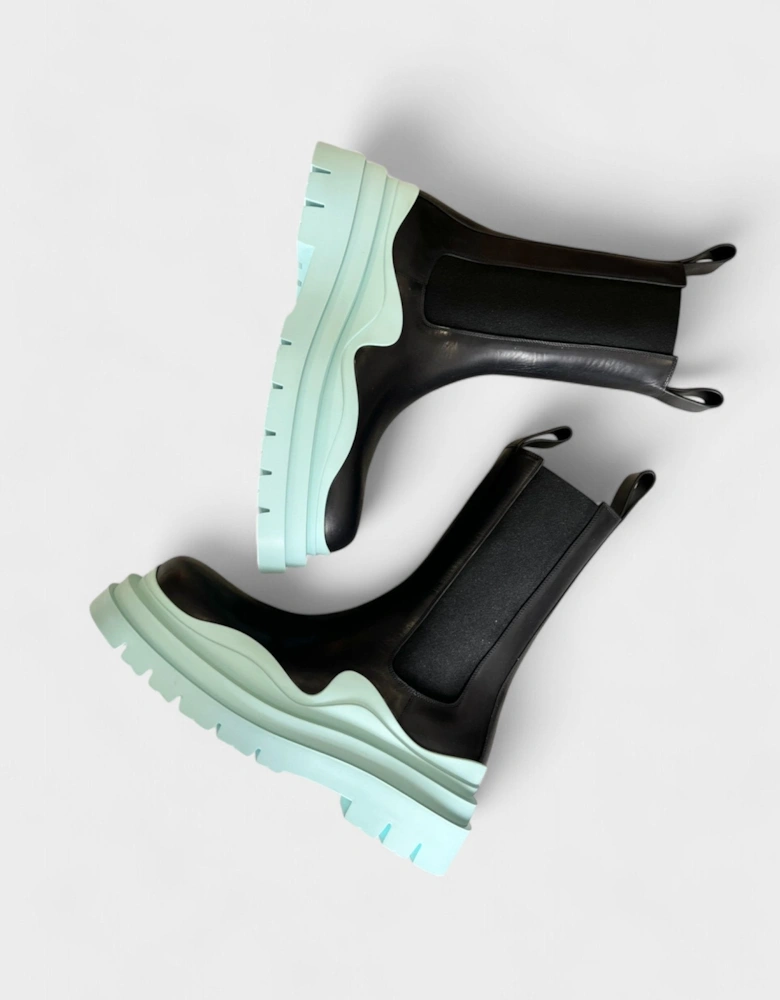 Tire Cropped Boot Black Blue