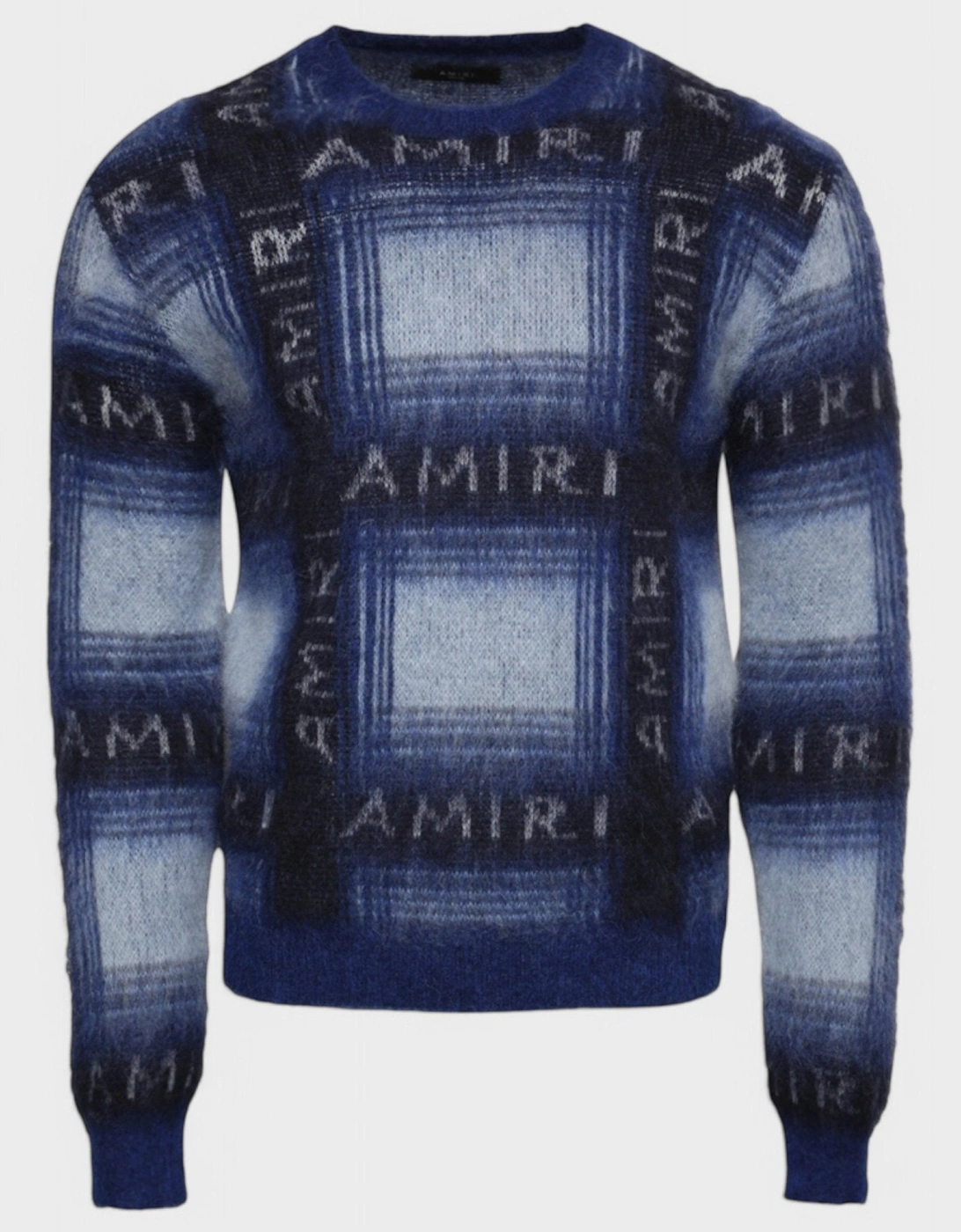 Brushed Mohair Plaid Crew Blue Black, 6 of 5