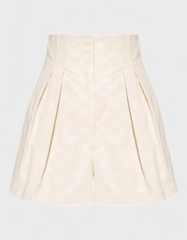 High Waisted Shorts White Beige