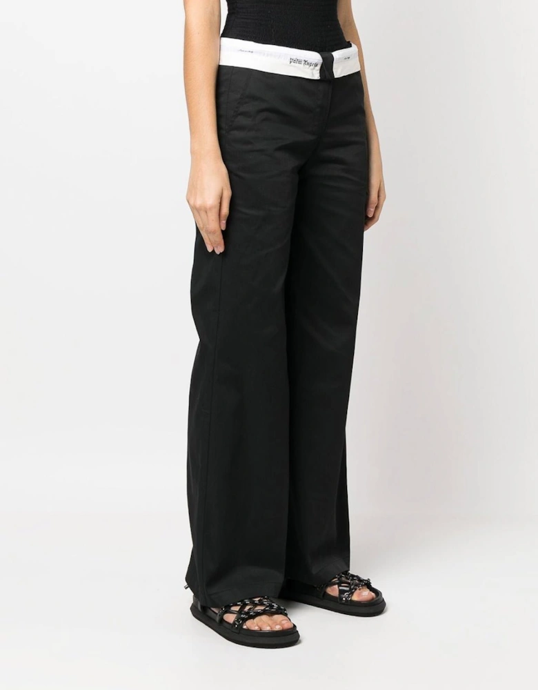 Reversed Wasitband Chino Pants Black