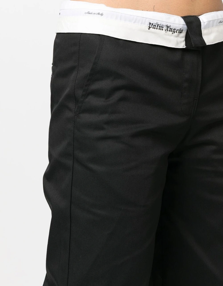 Reversed Wasitband Chino Pants Black
