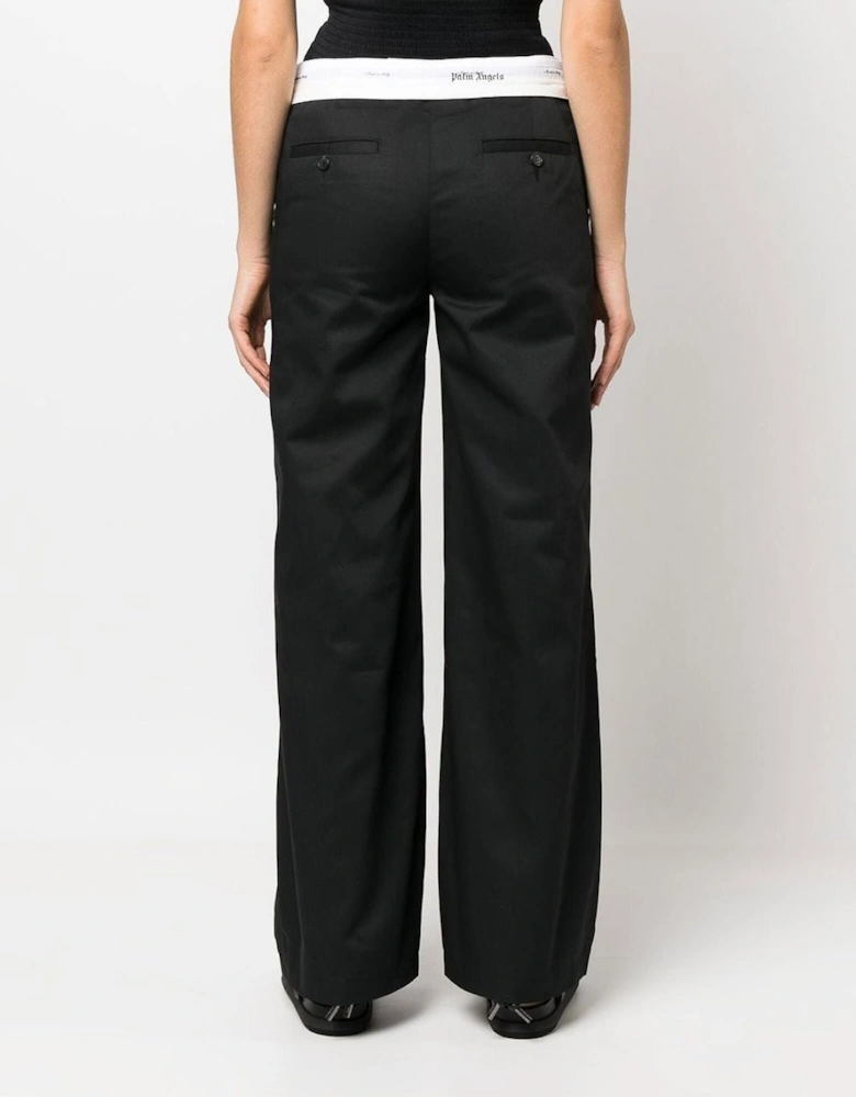 Reversed Wasitband Chino Pants Black