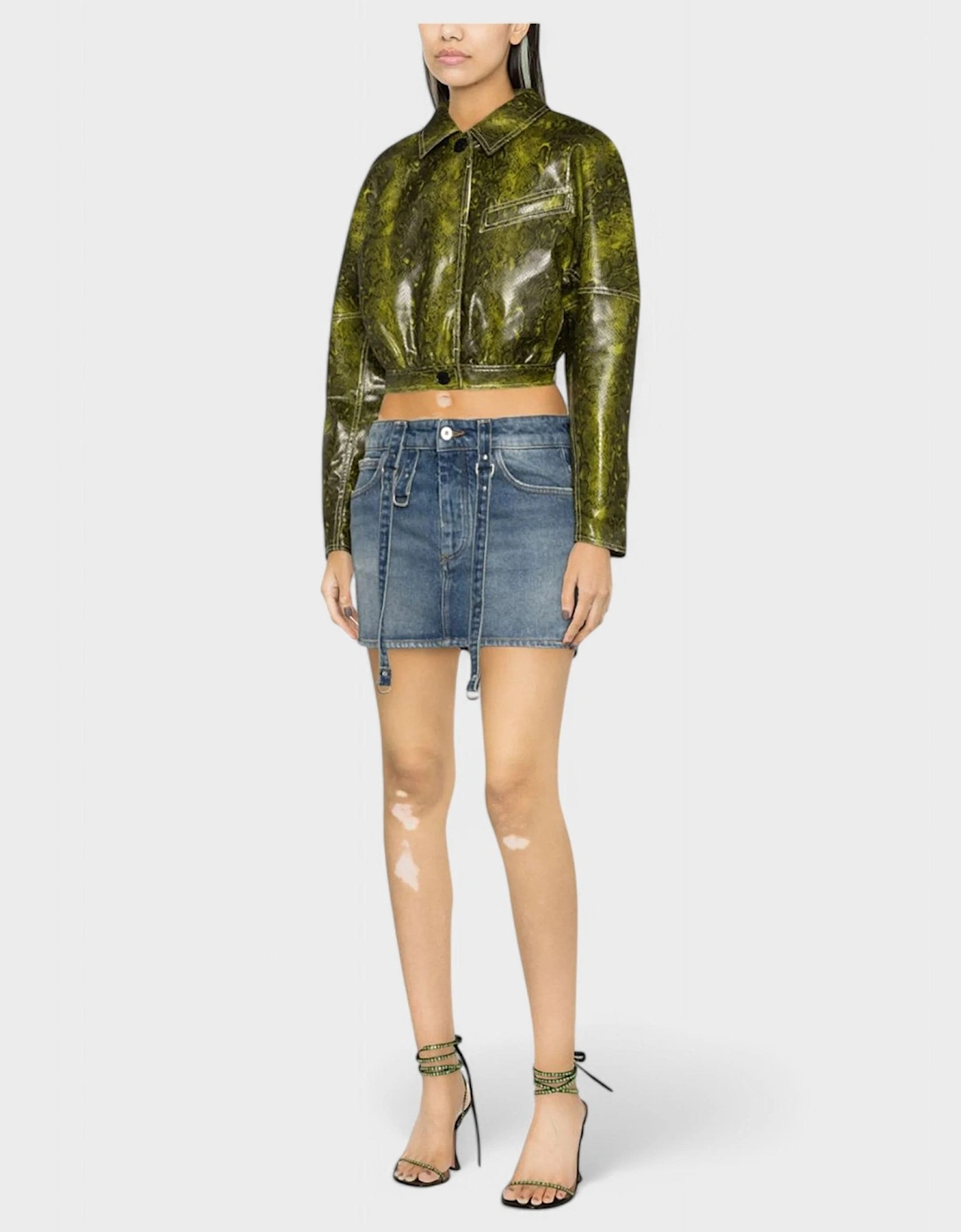 Logo-Patch Denim Mini Skirt Blue