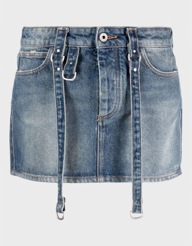 Logo-Patch Denim Mini Skirt Blue