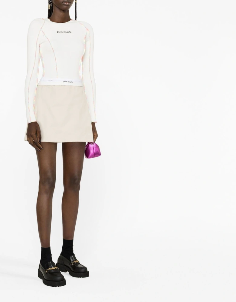 Reversed Waistband Chino Skirt Beige