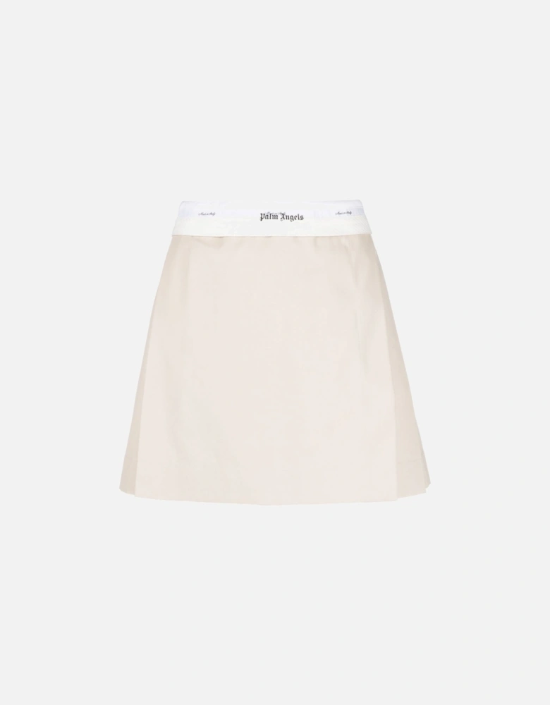 Reversed Waistband Chino Skirt Beige