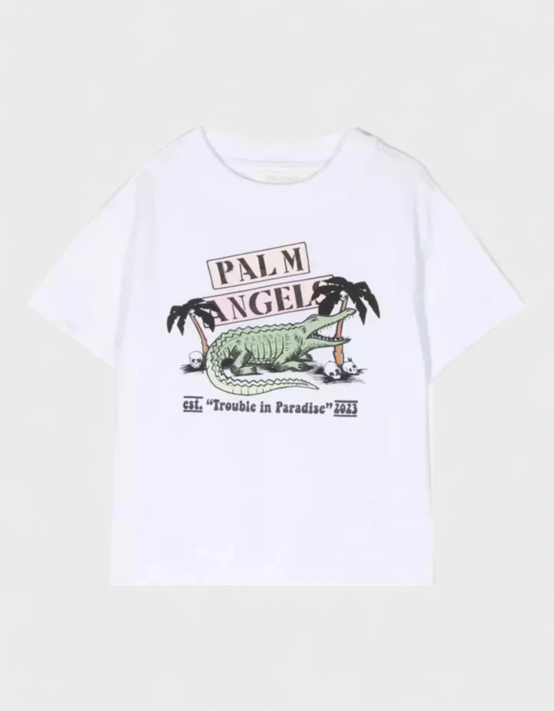Boys Croco Trouble T Shirt White