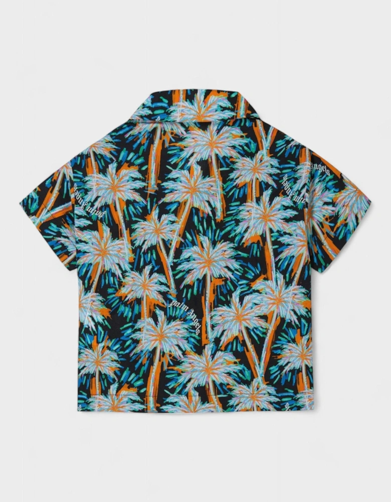 Boys All Over Print Palms Bowling Shirt Green