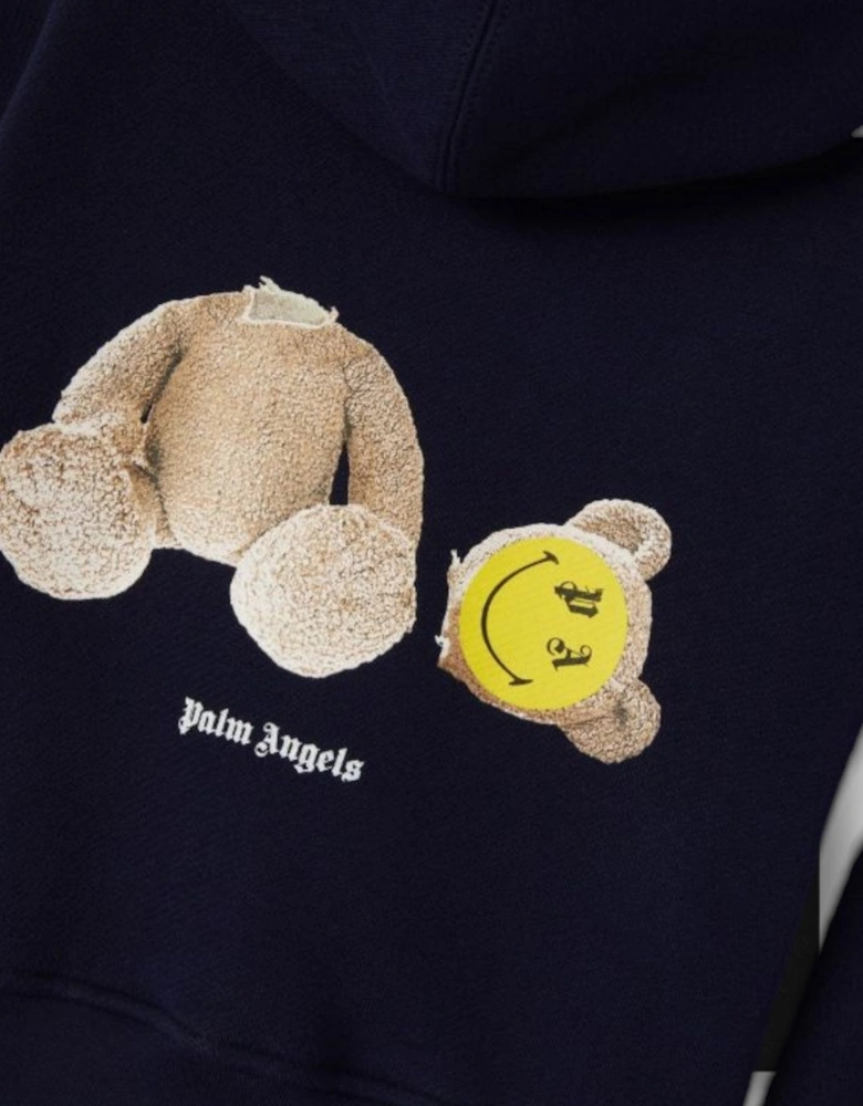 Boys Smiley Bear Zip Hoodie Navy Blue