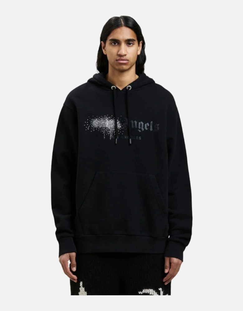 Rhinestone Sprayed Hoodie Black/Black