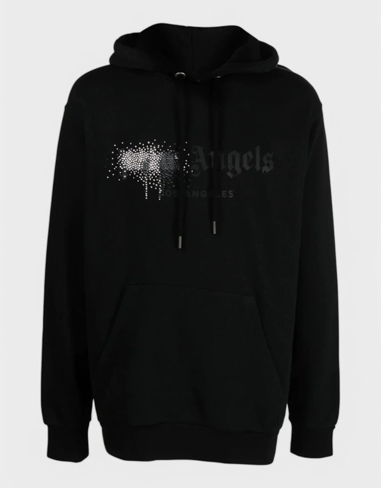 Rhinestone Sprayed Hoodie Black/Black