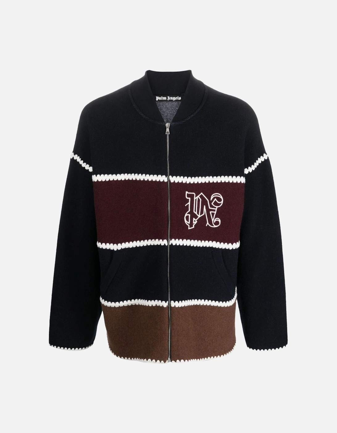 Monogram Striped Knit Jacket Navy Blue, 6 of 5